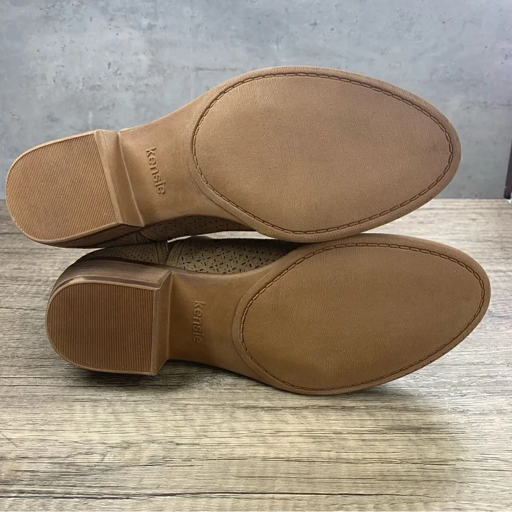 ‎Kensie~Women’s~”Glynda”~Desert Sand Perforated Suede Ankle Booties~Size 8M